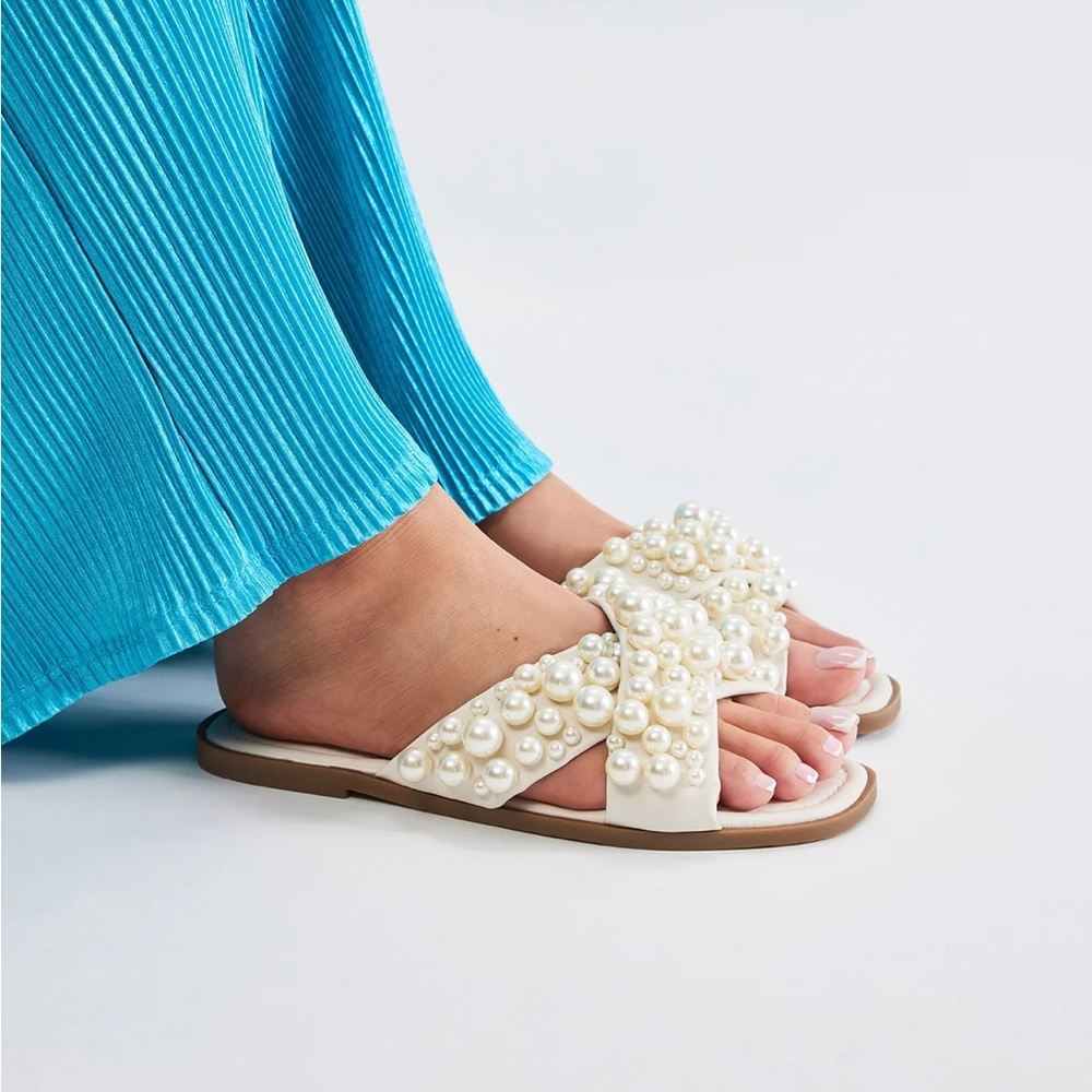 Pearl embellished flat sandals